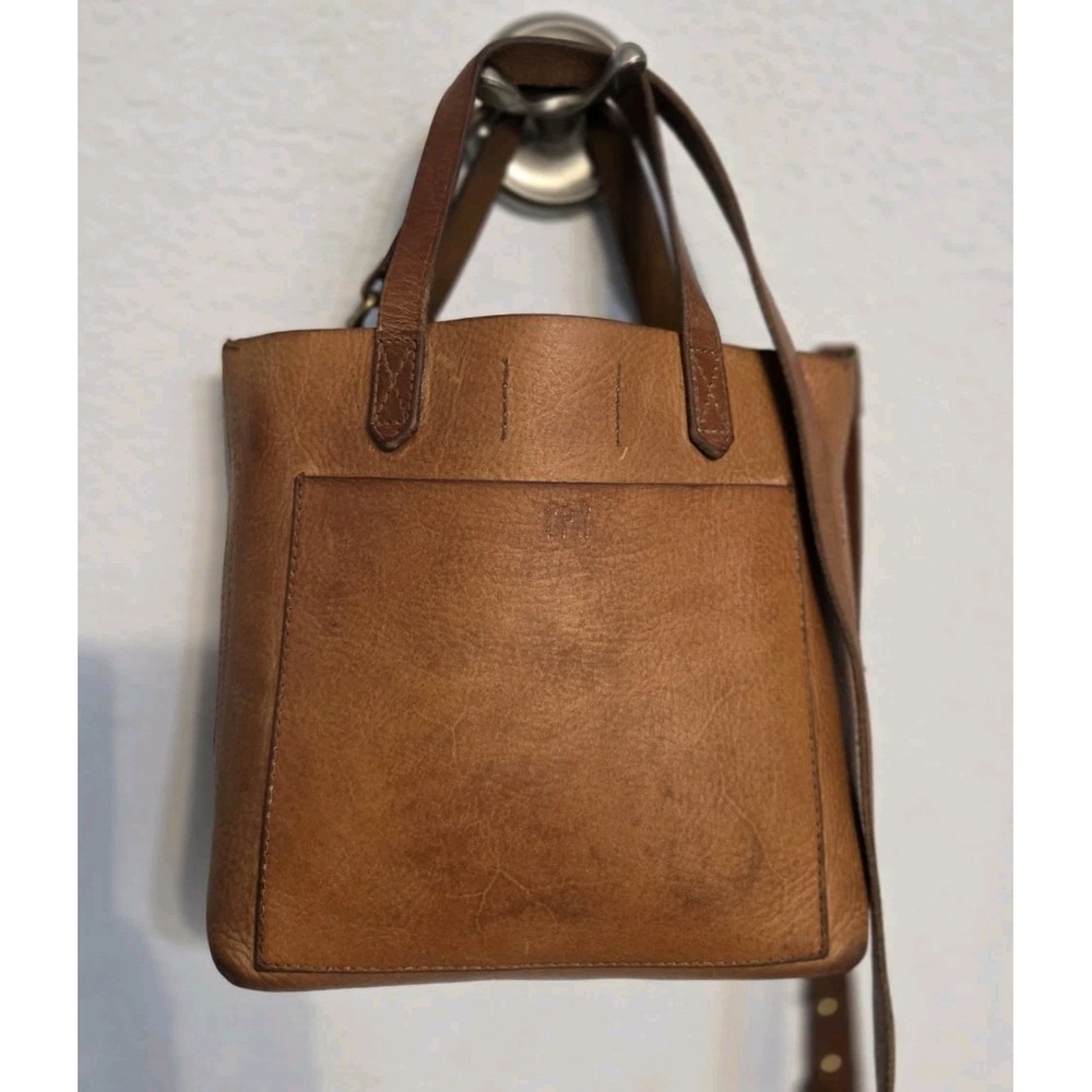Vntg Madewell Small Mini Transport Crossbody‎ Bag Cognac Brown Leather Tote - Picture 2 of 11